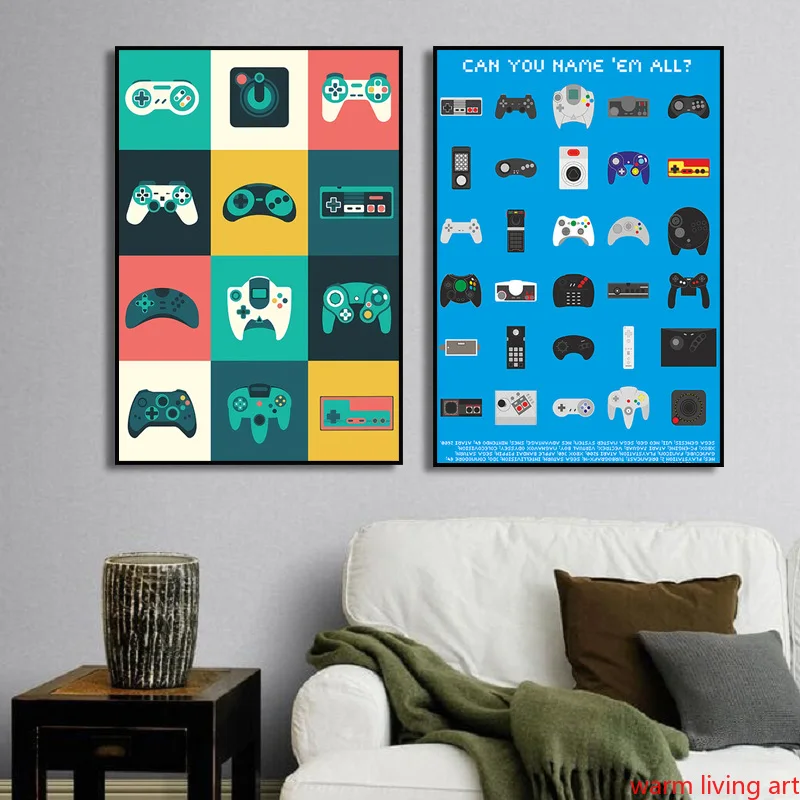 Retro Video Game Controllers Poster Handheld Game Console Gamepad Canvas Painting Wall Print Picture for Living Room Home Decor