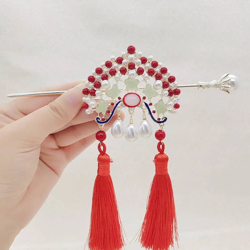 

National trend hair accessories, ancient-style tassel hairpins, high-end cheongsam, new Chinese-style hairpins for children
