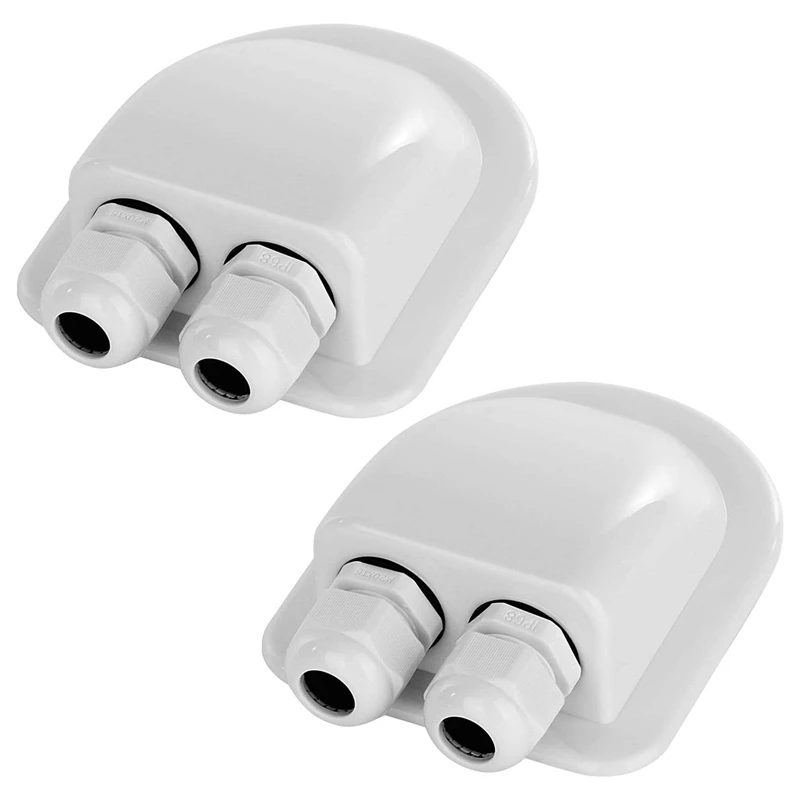 Paquete de 2 glándulas de entrada de cable solar impermeables IP68, carcasa de entrada de cable doble resistente a la intemperie para paneles solares de RV
