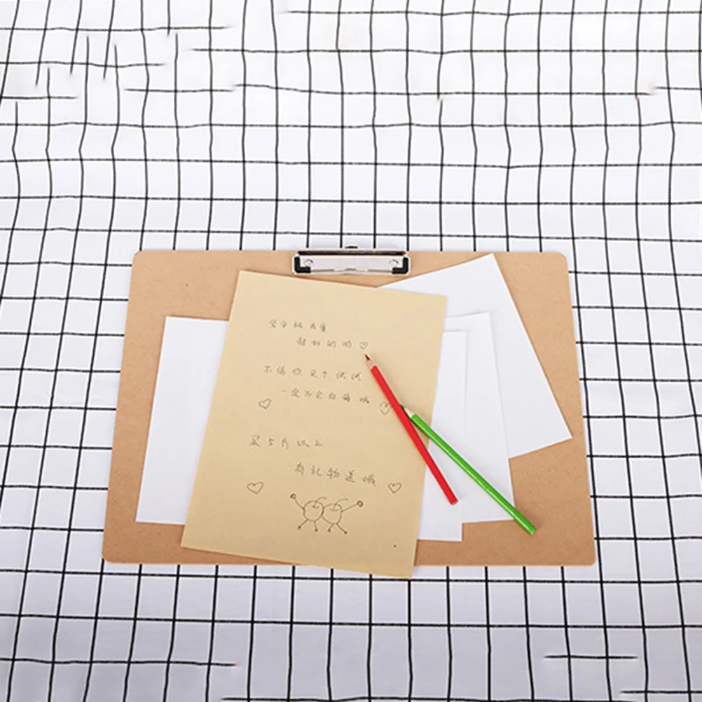 Binder Clips Board Writing Clipboard A3 Pocket Earth Tones Horizontal Wood Office