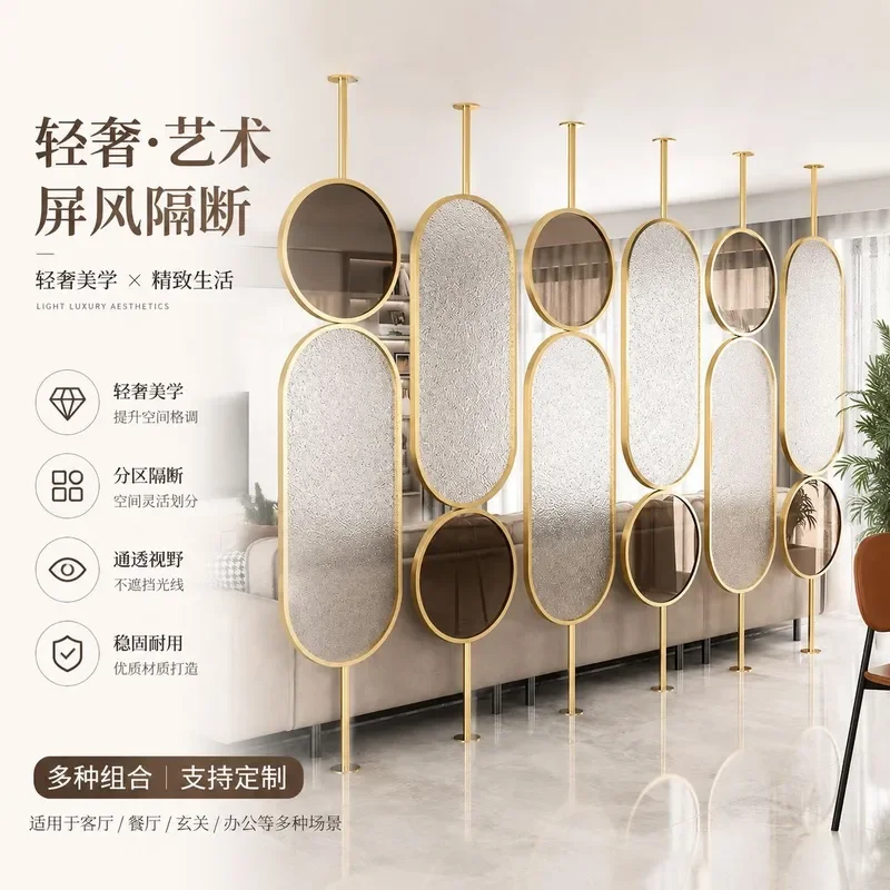 Custom Stainless Steel Wire Mesh Crystal Glass Partition Screen for Hotel Lobby Living Room Divider
