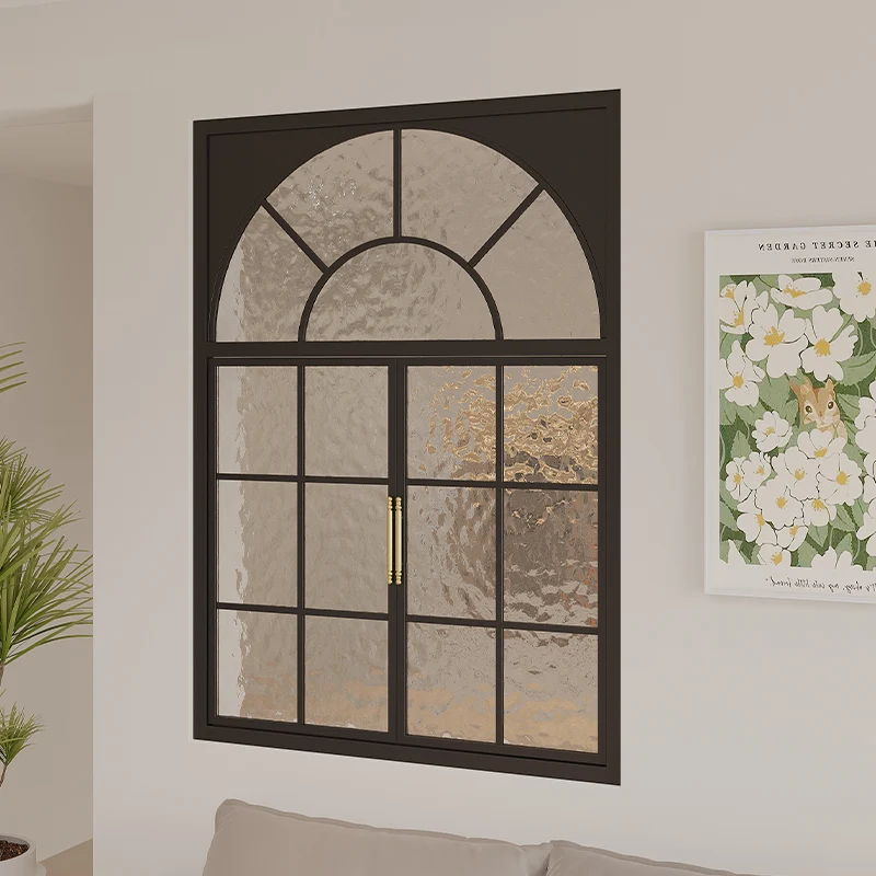 Spot French retro window partition wrought iron glass old-fashioned steel window arched old bungalow indoor doors and windows
