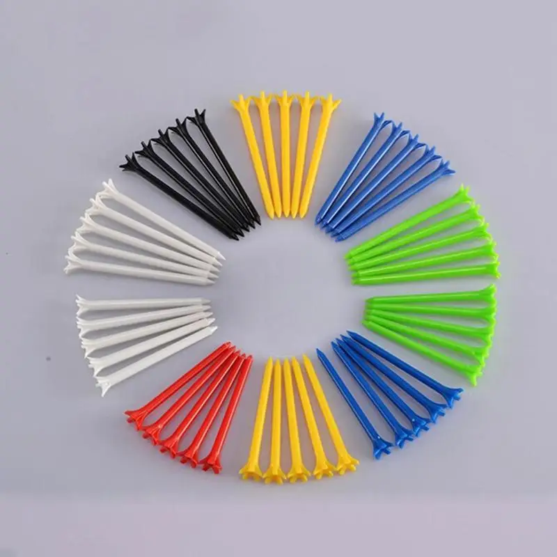 10 Pcs Plastic Professional Golf Tee System in Random Colour Length 70mm Golf Gift Golf Ball Accessories