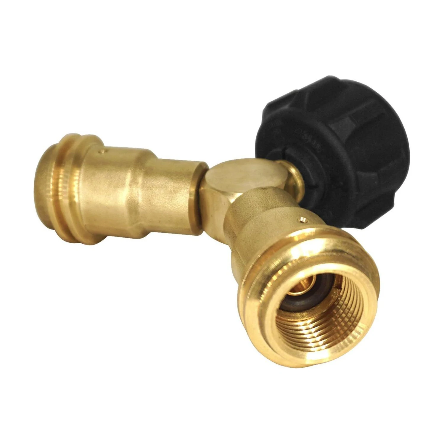 Y-Type Propane Adapter, Brass 3-Way Butane Fitting, QCC to POL Grill Accessory