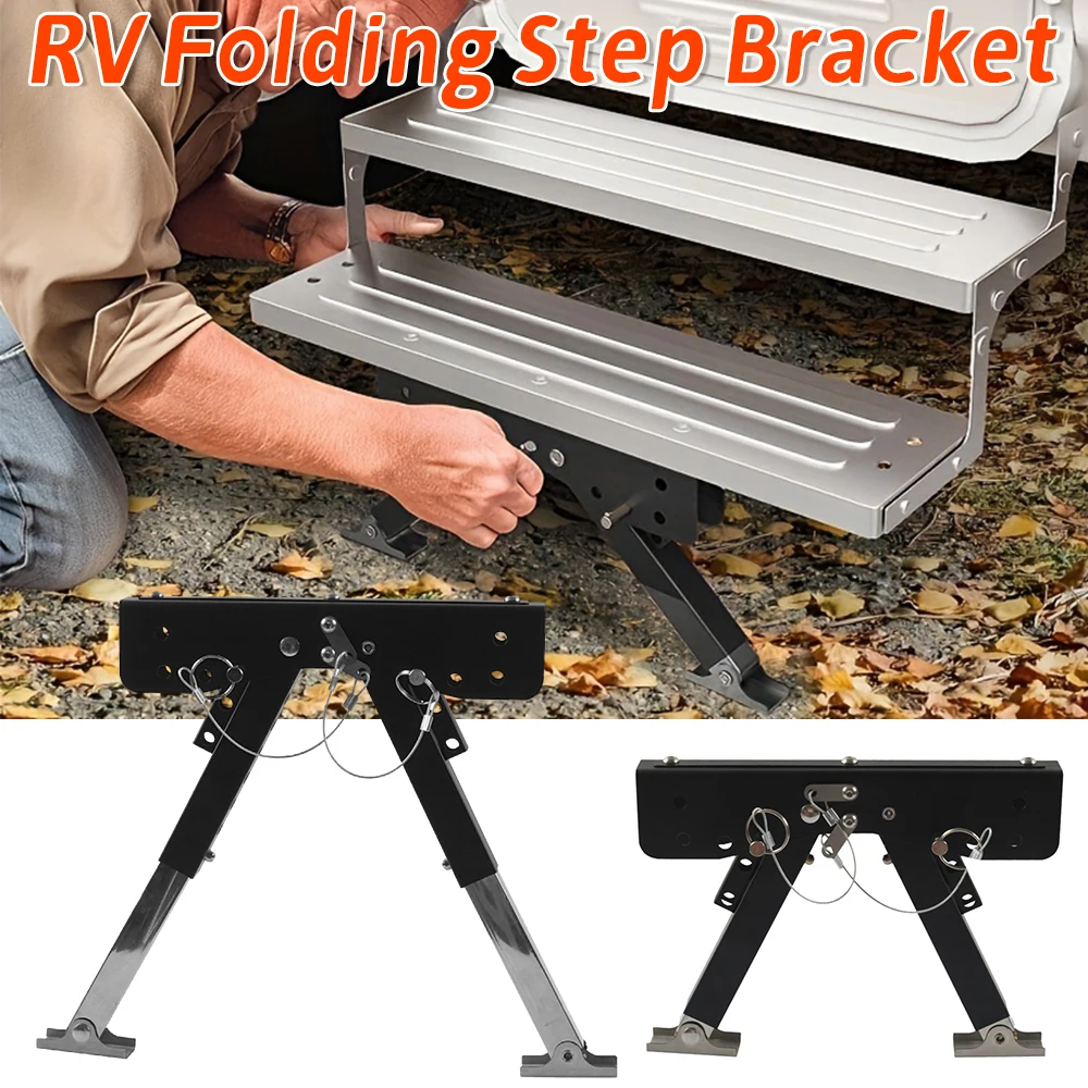 

RV Folding Step Board Bracket Adjustable RV Step Stabilizer Height Ranges From 2.8in To 11.3in for RV Travel Trailers Motorhomes