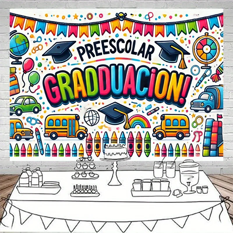 1 Stück, Hintergrundstoff für Kindergartenabschlussfeiern, Hochzeiten und andere Festlichkeiten, Polyester-Hintergrundbanner