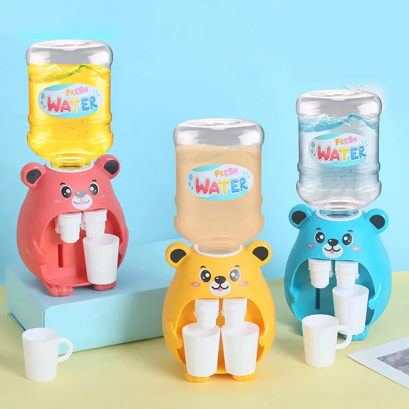 Mini Little Bear Outlet Water Dispenser Simulated Kitchen Toy For Children Gift Cartoon Water Juice Milk Drinking Fountain Prop