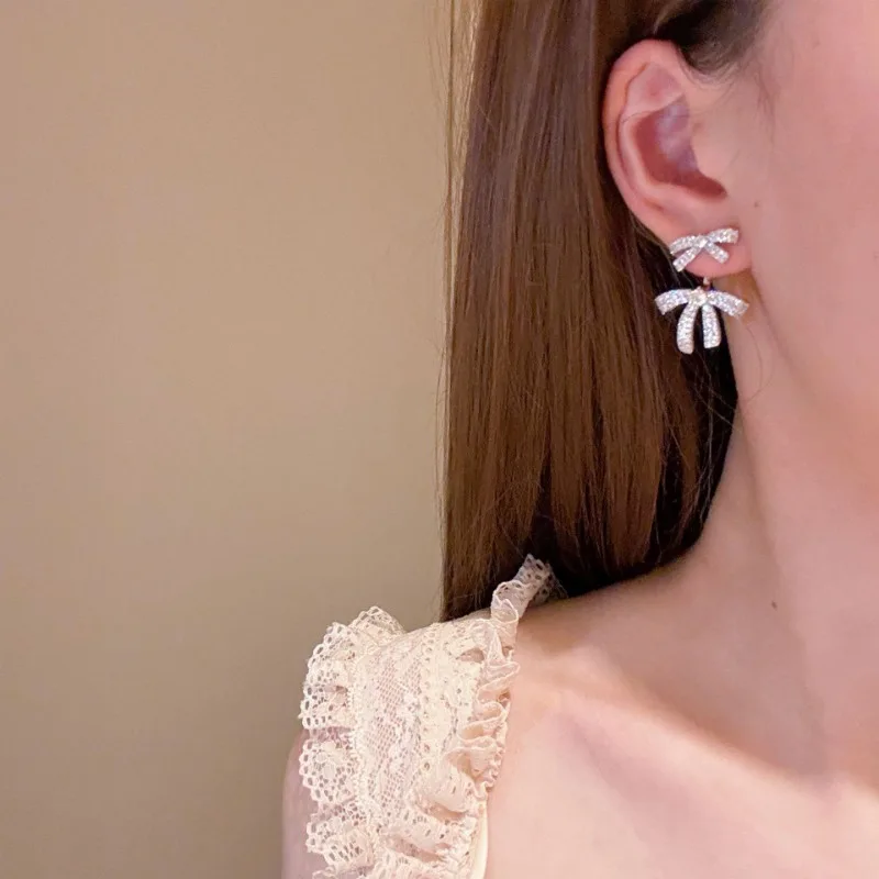 

Double Bow Earrings Light Luxury Premium Versatile Fashion Earrings Small Daily Exquisite Temperament Elegant Earrings
