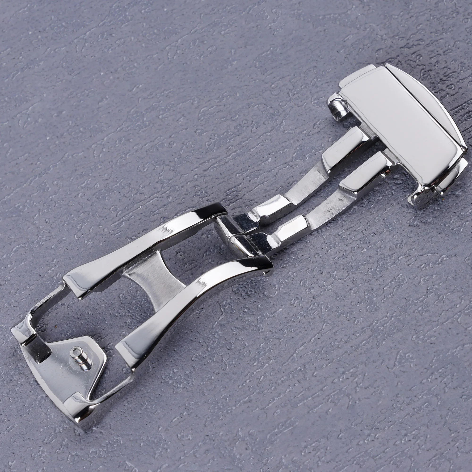 18mm Deployment Clasp Silver Stainless Steel WatchBand Buckle For Rubber Leather Strap Wristwatch Bracelet Parts Fitting For OME