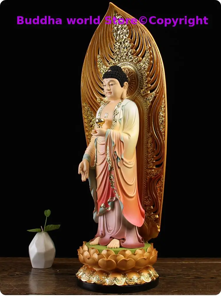 A set HOME shrine protection Buddhism XI FANG SANSHENG Standing Guan yin Amitabha Mahasthamaprapta Buddha statue Large 51CM 3PCS