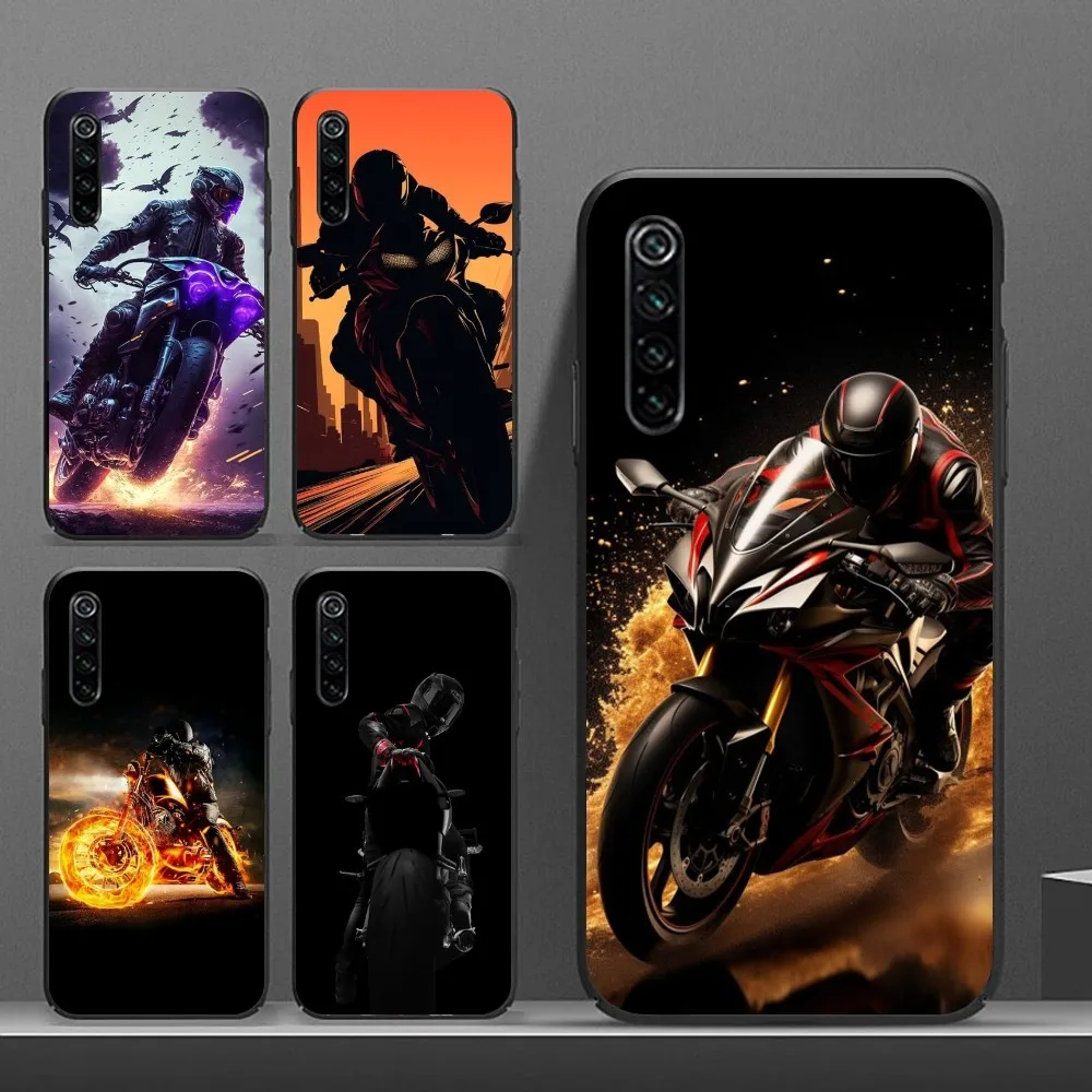 Motorcycle Rider Mobile Cell Phone Case for Realme GT 2 9i 8i 7i Pro X50 X2 C35 C21 C20 C11 C3 Black Soft Phone Cover Funda