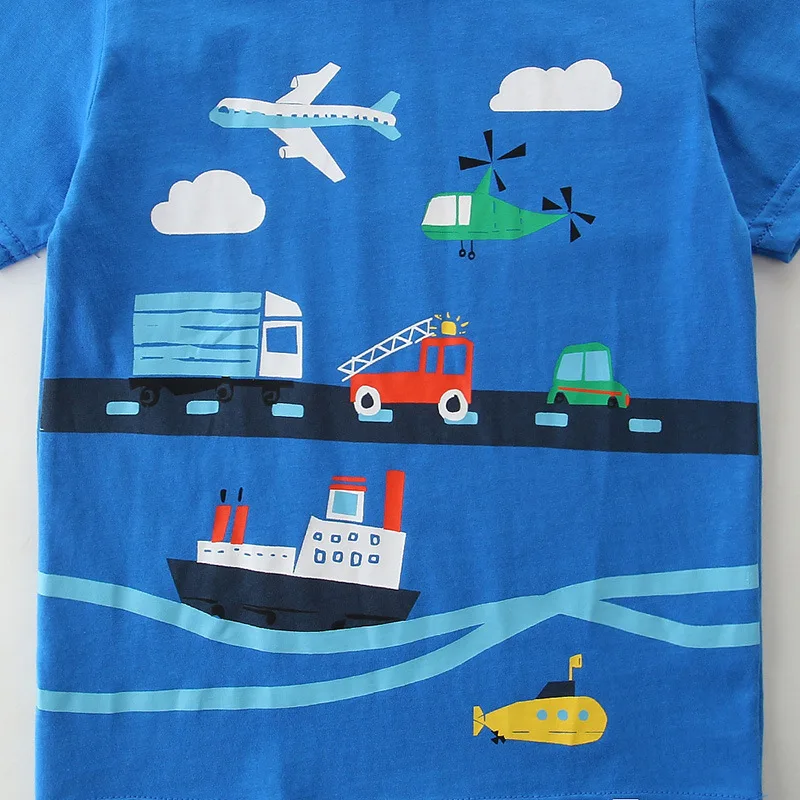 SAILEROAD Summer Girls Transportation T Shirt Cotton Short Sleeve Cartoon T-shirts Kids Tee Girl Tops Children Clothes