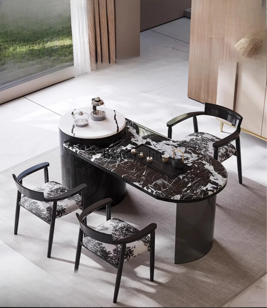 

Super crystal stone tea table Italian light luxury living room home balcony office modern simple tea table