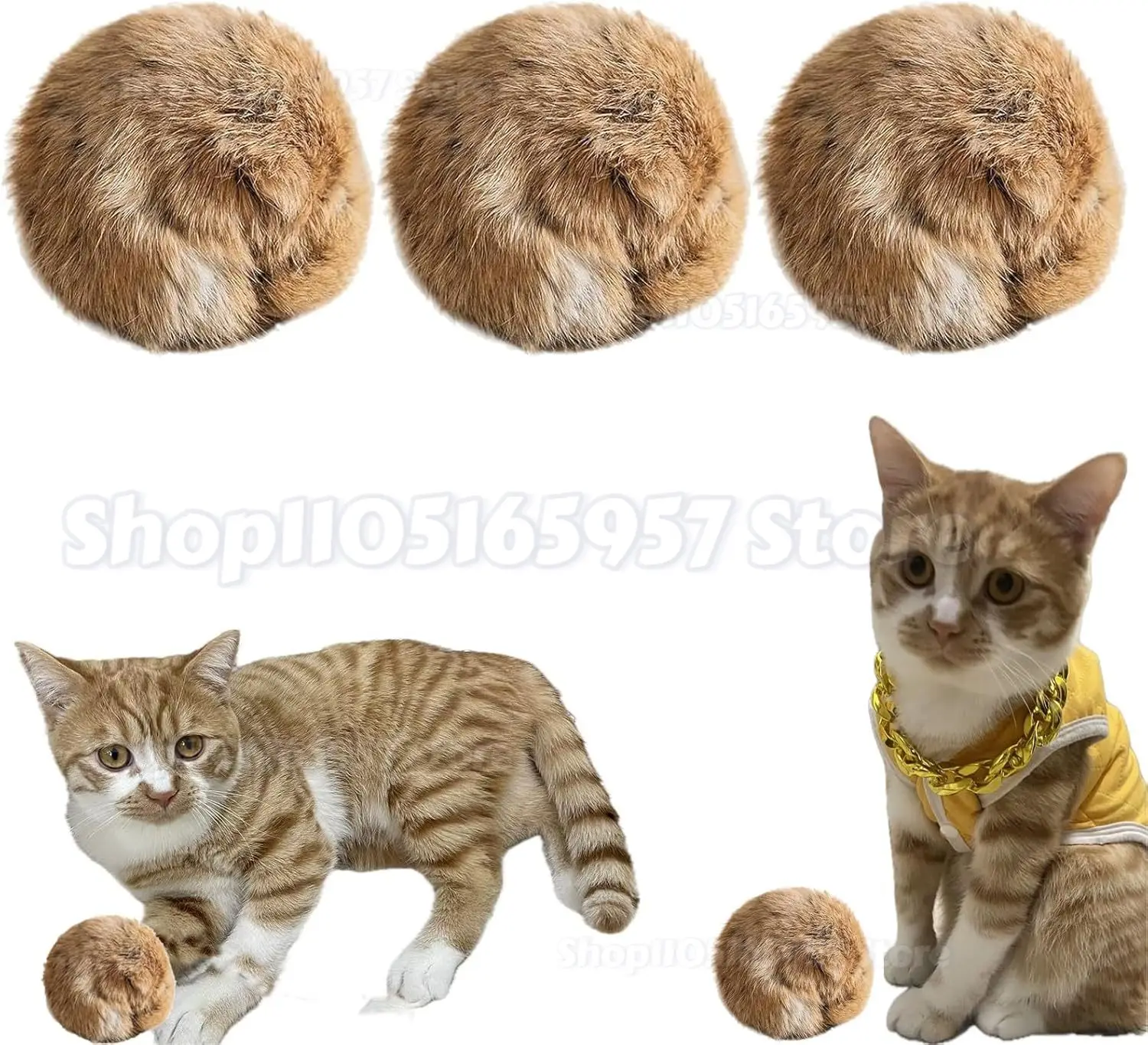 

3PCS Rabbit Fur Ball Cat Toy, Soft Fluffy Cat Toy Ball, Furry Catnip Toy Ball Washable & Fun to Chase, for Kicks & Games
