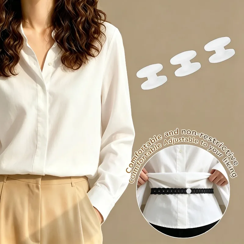 4pcs （1 Band 3 Buttons ）Delicate Lace Hem Waist Band Invisible Button Extender For Shortening Clothes Hem Length Adjuster