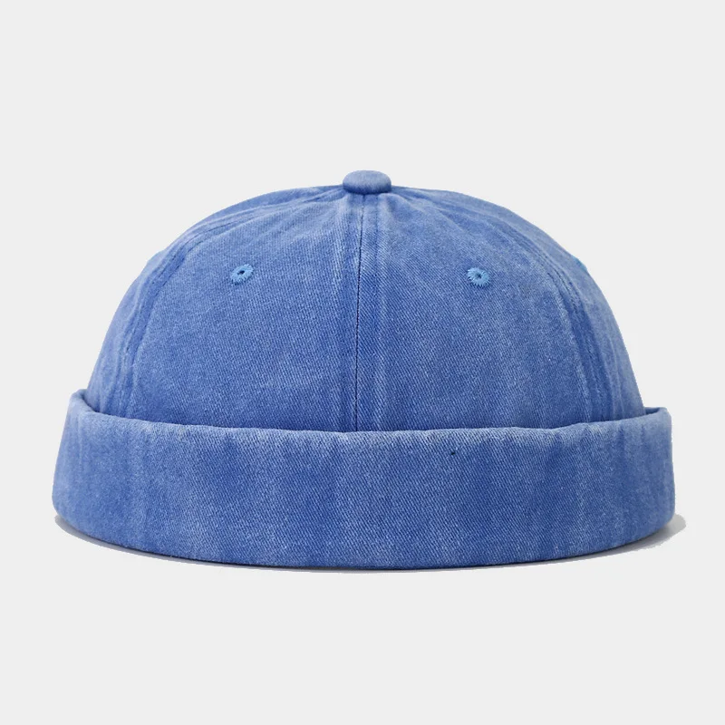 Einfarbig Gewaschen Docker Beanie Brimless Cap Mode Hip Hop Männer Schädeldecke Einfarbig Manschette Docker Fischer Mützen Straße Hüte – Detail 14