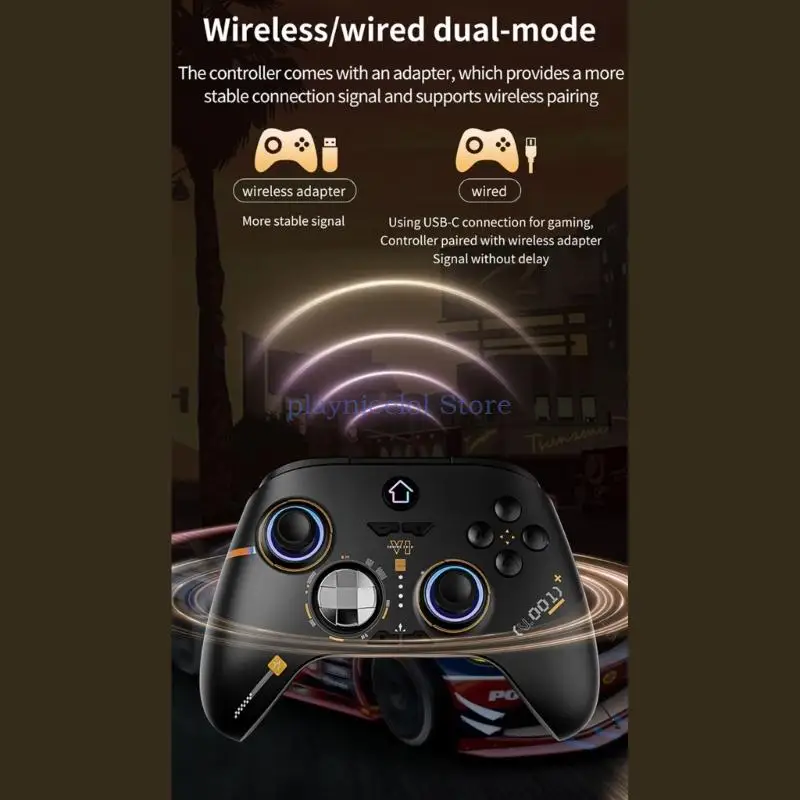 لوحة ألعاب 2.4G مع جهاز تحكم لاسلكي مزود بتيربو خفيف وزر خلفي قابل لإعادة التعيين ومشغلات تأثير القاعة لسلسلة أجهزة الكمبيوتر