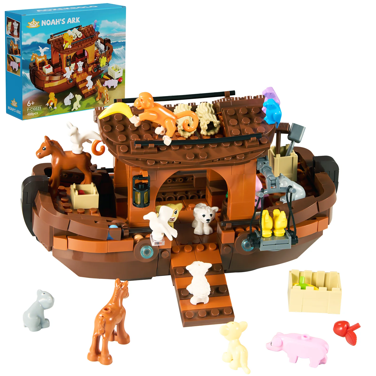 Noah's Ark Boat Building Blocks Set Baptism Gifts Easter Gifts for Girls and Boys (488 Pcs)