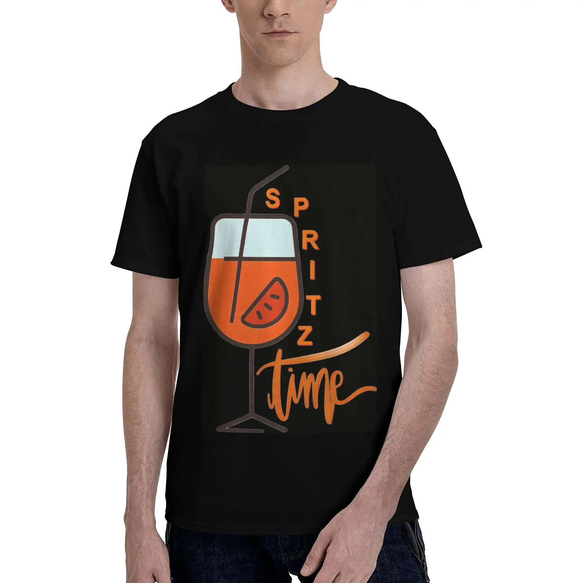 Aperols Spritz T Shirts for Men Cotton Vintage T-Shirt Round Neck  Tee Shirt Short Sleeve Clothing Gift