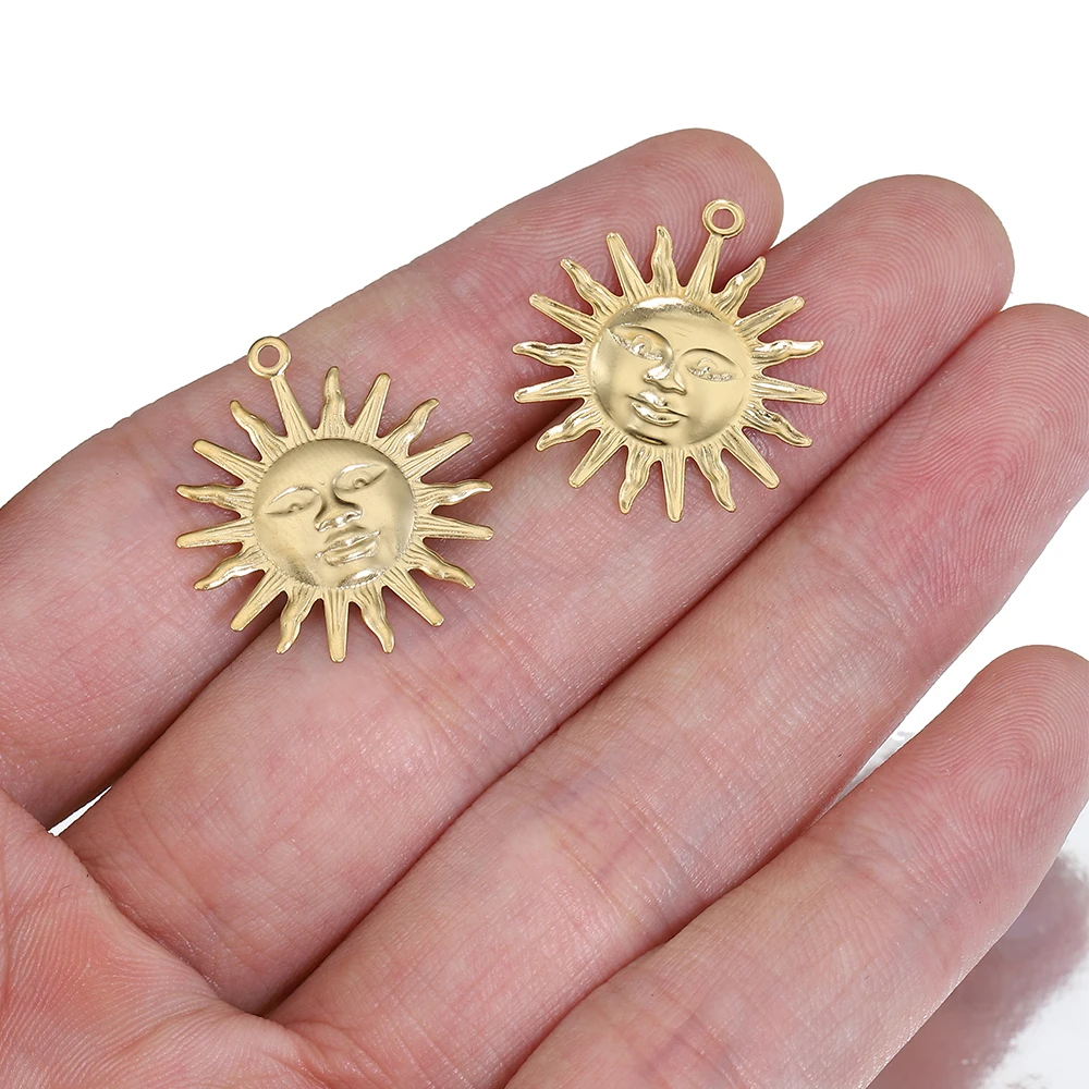 5pcs Stainless Steel Sun Pendant for DIY Necklace Bracelet Earrings Pendant Gift Jewelry Making Accessories Wholesale - view 6