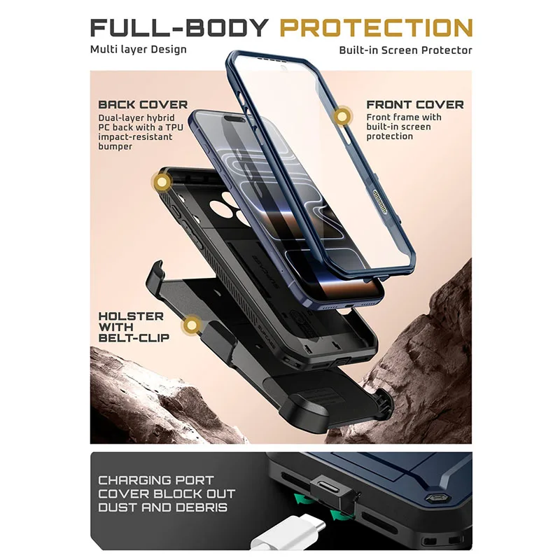 SUPCASE For iPhone 17 Pro Max Case 6.9" (2025) UB Pro Wytrzymałe, ochronne etui na telefon z pełną ochroną i wbudowanym ochrania — zdjęcie produktu 5