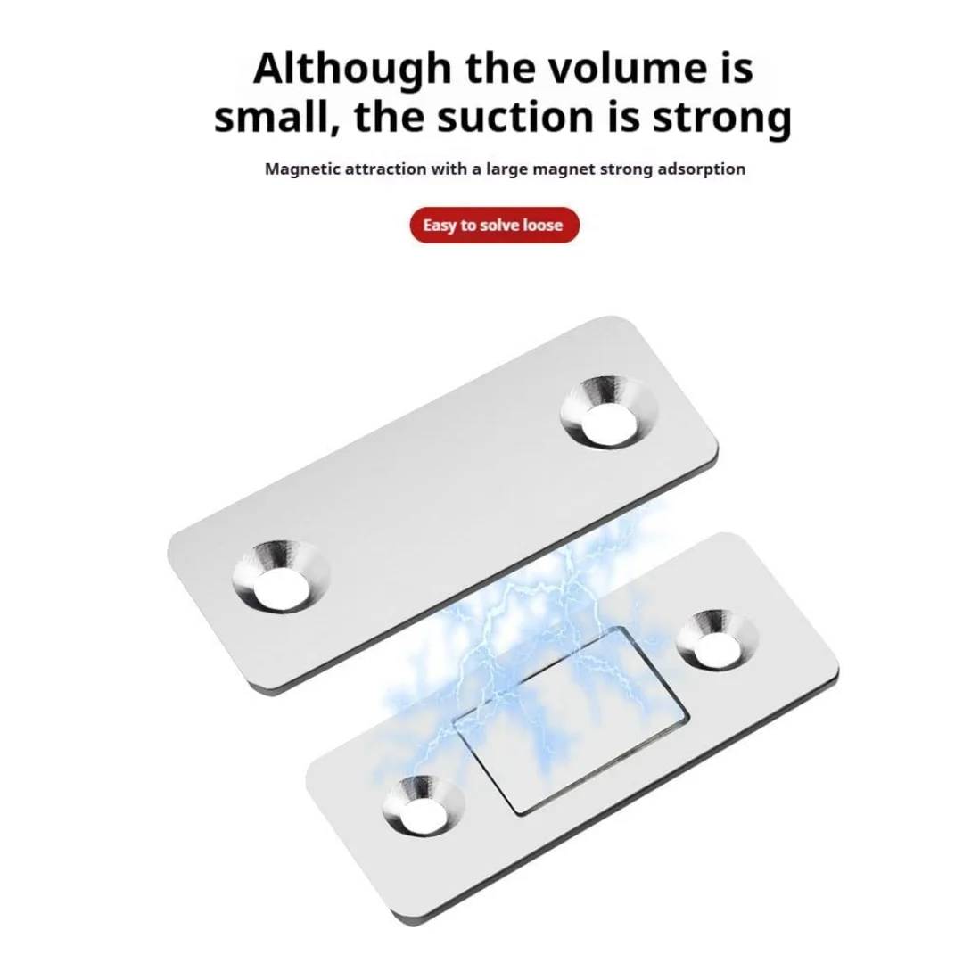 Magnetic cabinet door lock，small fixing kit，adhesive stainless steel drawer magnet，suitable for kitchen，bathroom，and closet