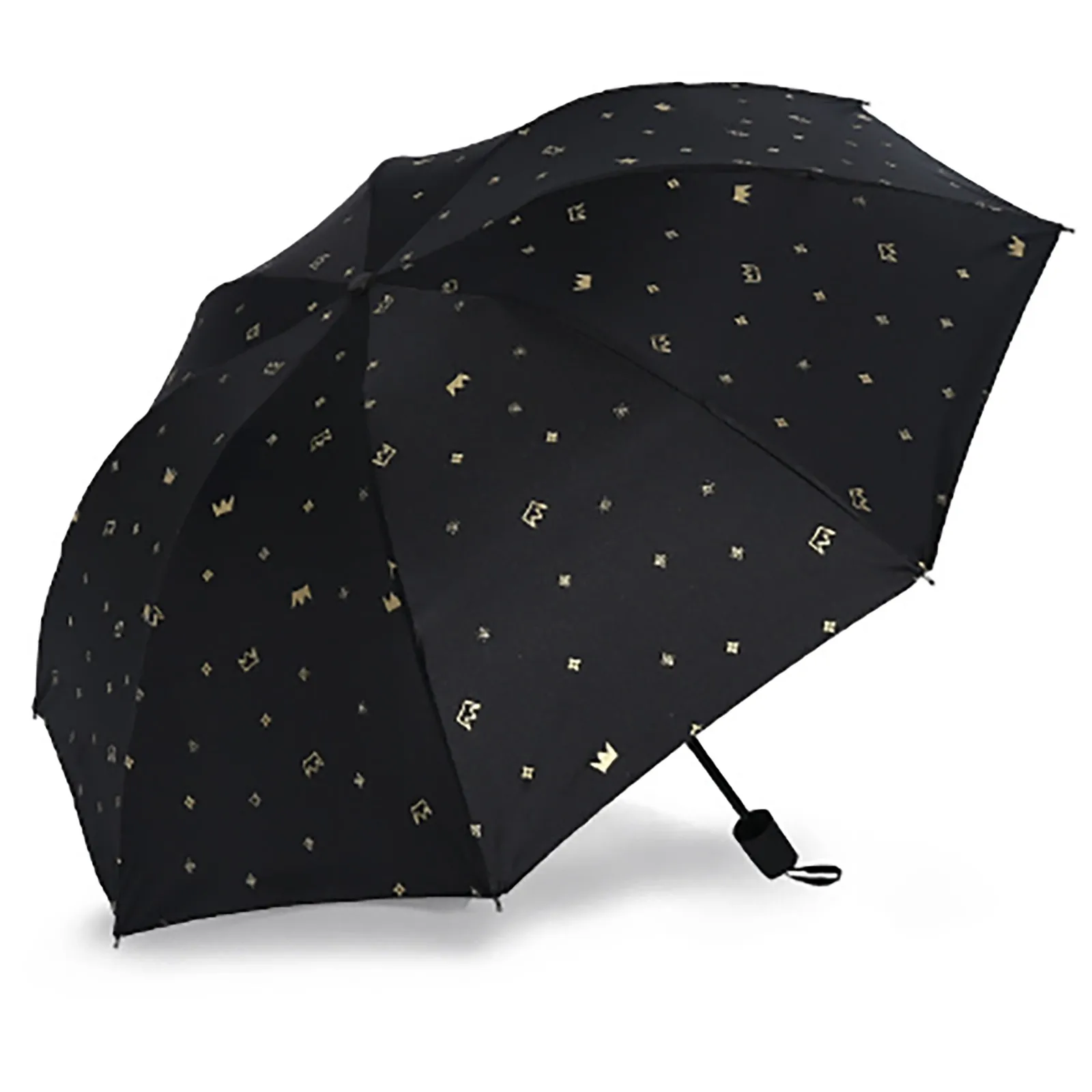 Black Folding Umbrella Fully Automatic Folding Umbrella Outdoor Summer Sun Umbrella Sunshade Rain and Sunny Umbrella