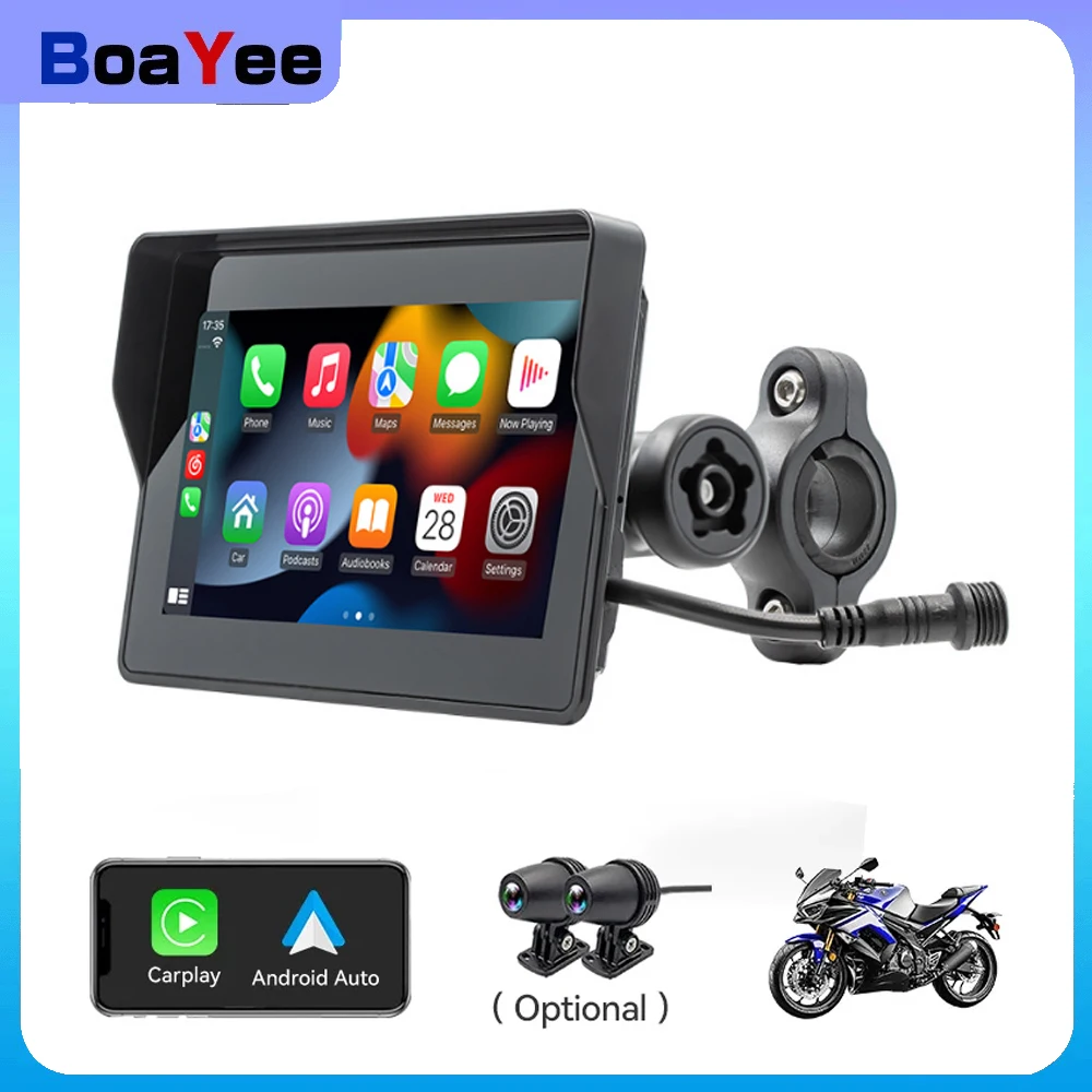 

5-дюймовый мотоциклетный навигационный портативный экран для Apple iPhone Samsung Wireless Carplay Android Auto IP67 Bluetooth 5G WIFI Moudle