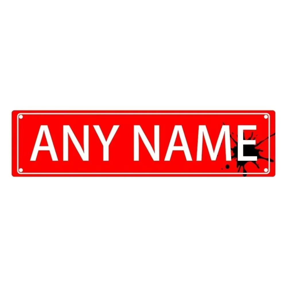 CIFbuy [2D Flat] 1pc Custom Red Ink‑Splash Aluminum Street Sign, Personalized Any Name Wall Decor (Only For Decoration)