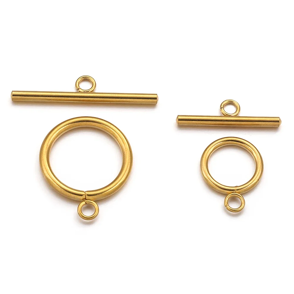 5 Set di fermagli OT rotondi in acciaio inossidabile connettori con fibbia a levetta placcati in oro per collana di braccialetti fai da te forniture