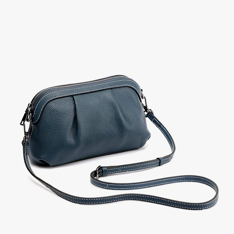 

Women's Full-Grain Leather Compact Crossbody Bag | Versatile Pleated Design | Lightweight Shoulder/Crossbody for Daily Use