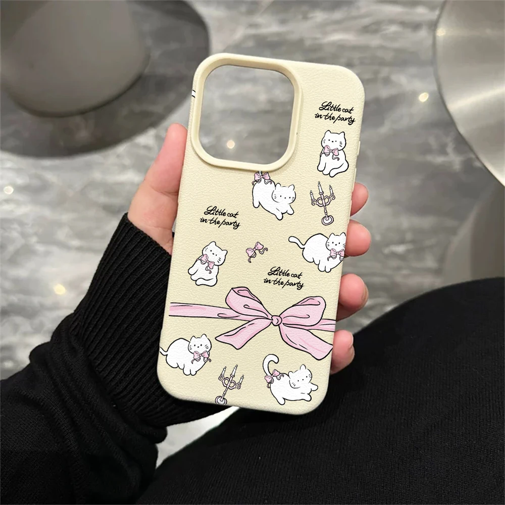 Schleifenkatt-Handyhülle für iPhone 17 16 15 14 13 12 11 Pro Max 16 15 14 Plus 17 16 15 14 13 12 11 Pro 17Air Silikon-Matt-Cover – Detail 5