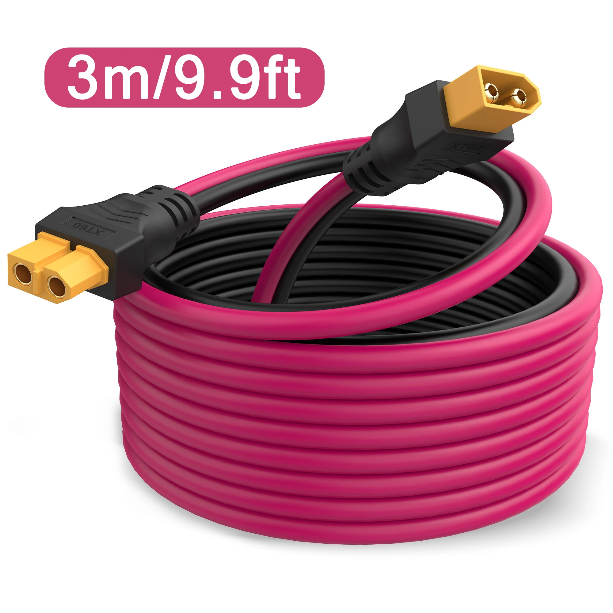 XT60-Verlängerungskabel, 12 AWG, XT60-auf-XT60-Kabel, mit Stecker auf Buchse, geeignet für Solarpanel-Fernbedienungsbatterie
