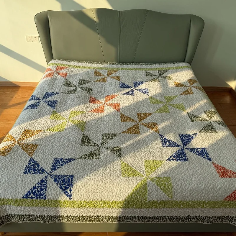 

1-Piece Quilted Bedspread Coverlet - Soft Cotton Patchwork Quilt, Breathable & Lightweight, All-Season Blanket for Bedroom Sofa