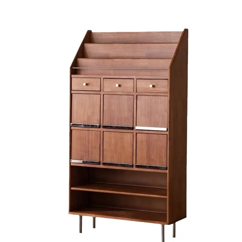 

Magazine simple Japanese style living room bookcase, small apartment retro storage side cabinet