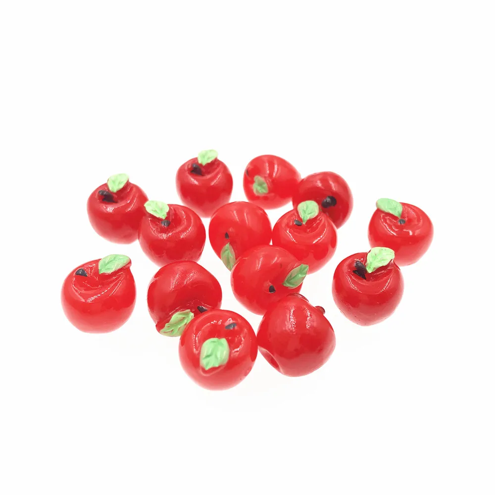 10Pcs/lot Mini Simulation Fruit Miniature Red Green Apple Resin Cabochons Accessories DIY Embellishments Jewelry Making Crafts