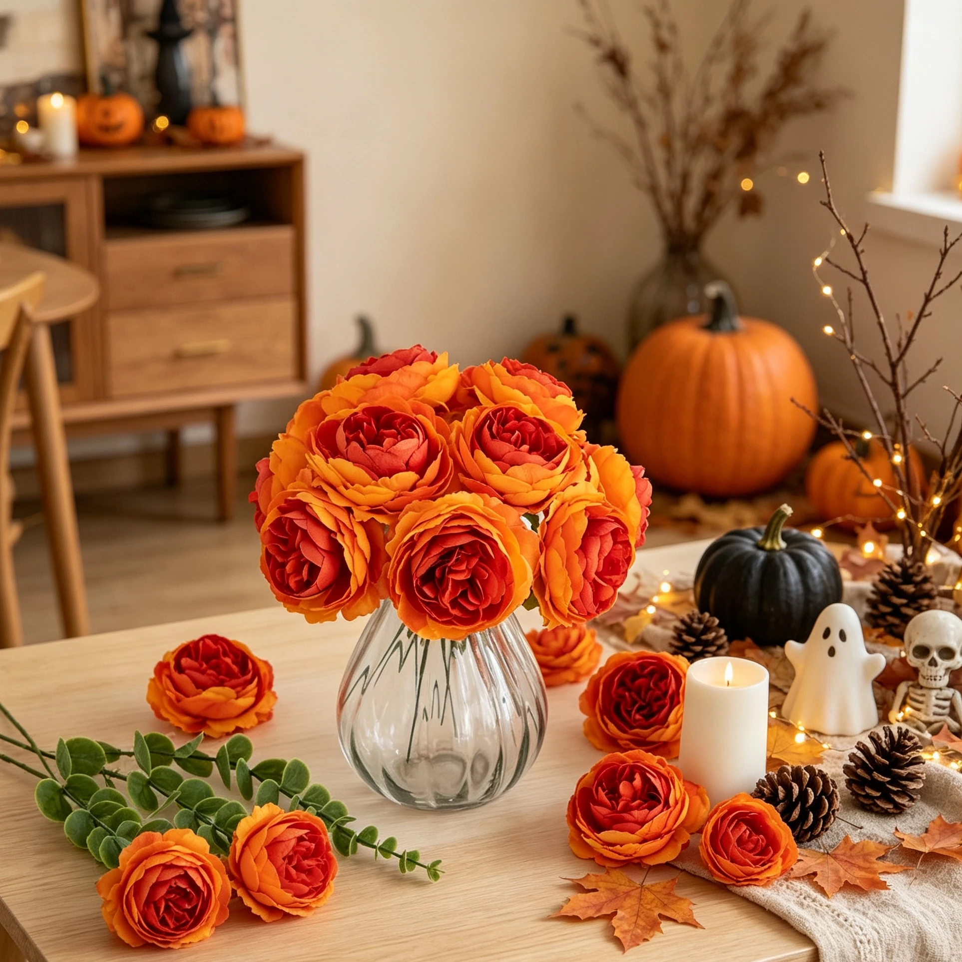25/50 Stück Künstliche Blumen Seiden-Pfingstrosen-Kombination Hochzeits-Brautstrauß Heimdekoration Halloween-Deko Festival-Kranz DIY Geschenkbox – Detail 1