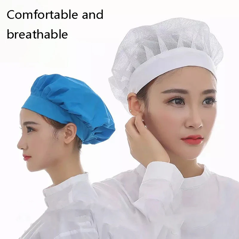 ●Unisex Elastic Mesh Caps Cafe Bar Kitchen Restaurant Hotel Bakery Waiter Chef Work Wear Hats Men Women Breathable Workshop Caps