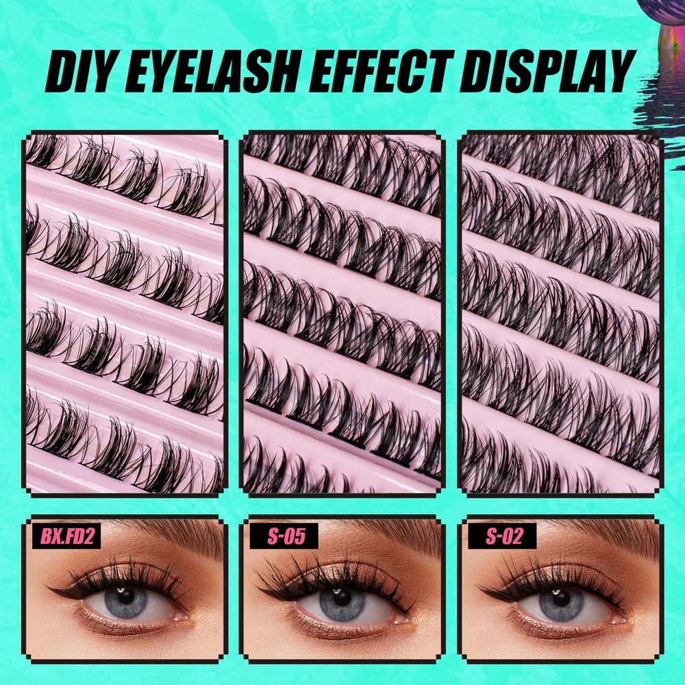 Vipuda Cluster Lashes Mixed Length DIY Eyelash Segmented Eyelashes Volume Individual Lashes Soft Fluffy Faux Mink Lashes