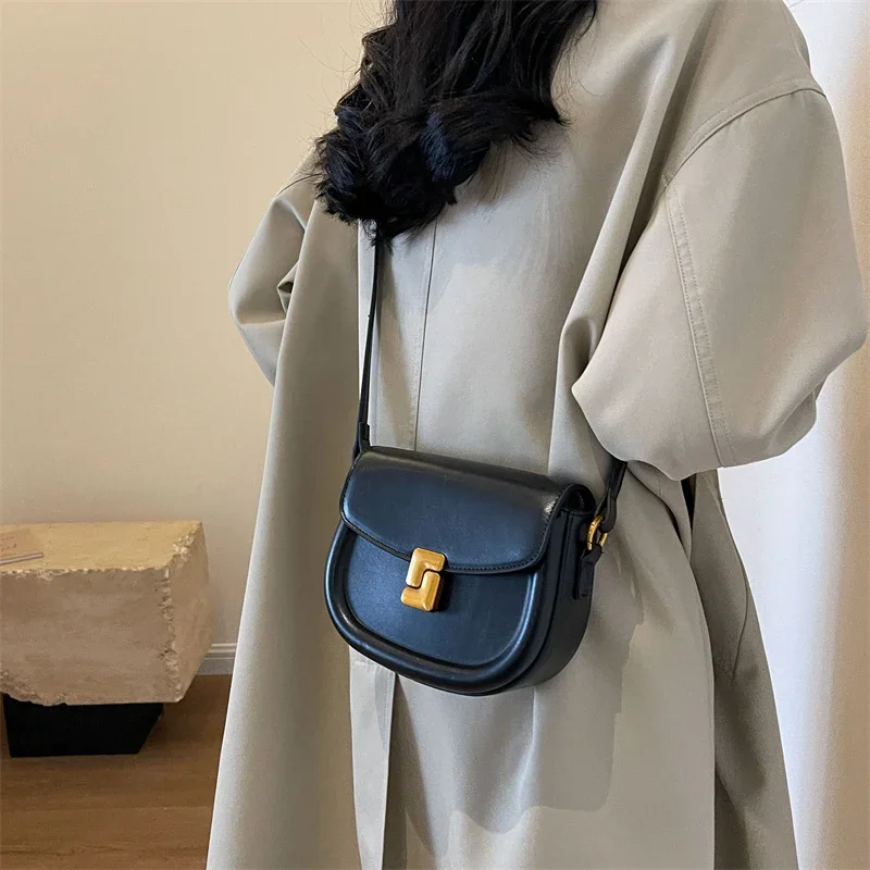 LEFTSIDE Vintage Pu Leather Underarm Bags For Women 2023 Fashion Designer Female Small Saddle Crossbody Bag Handbags And Purses