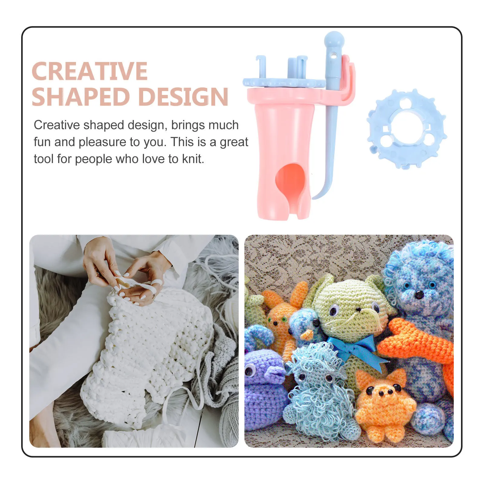 مجموعة واحدة من أدوات الحياكة الإبداعية مع رؤوس نسيج مزدوجة DIY بها بنفسك موضوع حبل صياغة اليدوية مشروع فني للأطفال والكبار متعة من البلاستيك #6