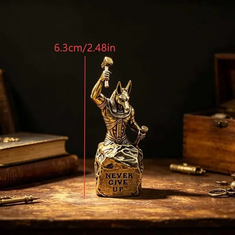 Vintage Brass Anubis Sculpture, Wolf Head Desk Ornament, Inspirational Statue, Office Decor, Decorative Statues, Gift for Colleagues and Students