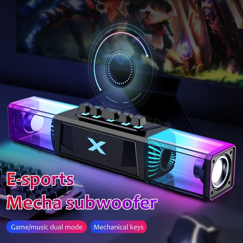 

New E-sports Soundbox Professional PC Game Audio 3D Surround Subwoofer Portable Wireless Bluetooth Speakers with RGB Lamp Effect