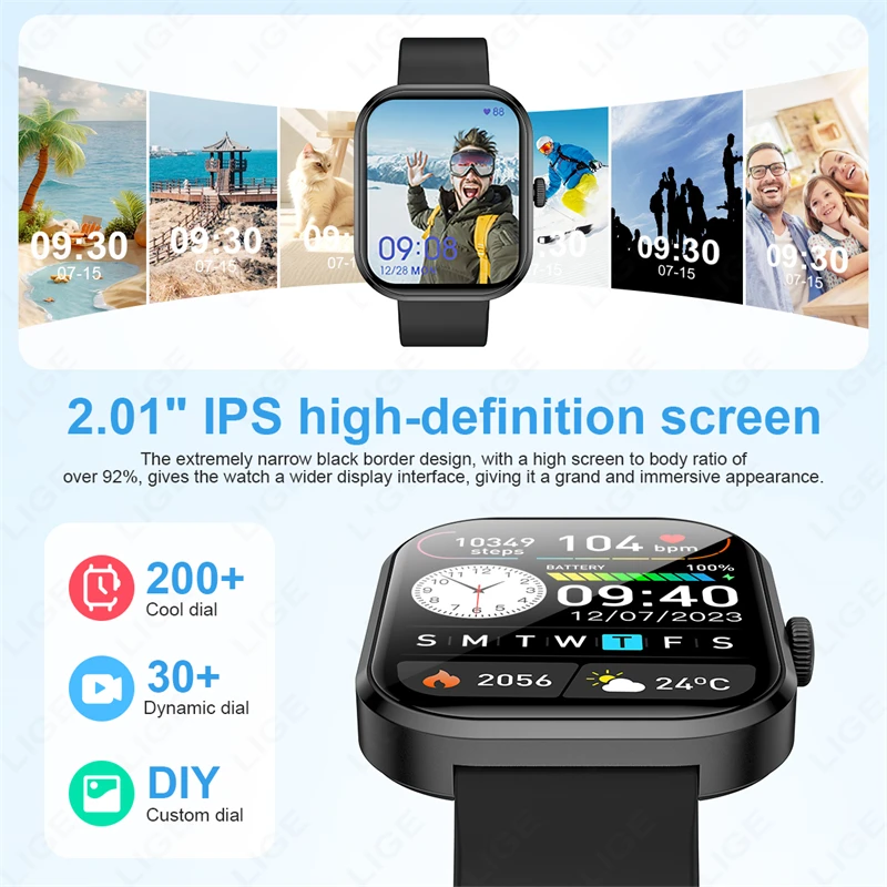 Reloj inteligente LIGE 2025 para hombre, pantalla completamente táctil, llamada Bluetooth, relojes impermeables, rastreador deportivo de Fitness, Reloj inteligente para Mujer