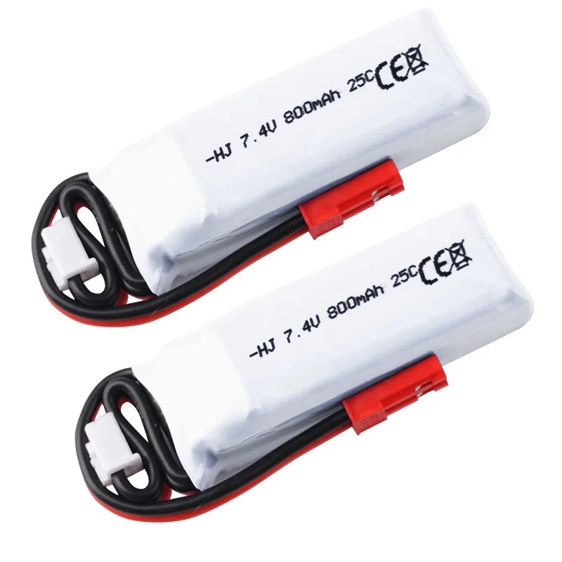 7.4V 800mAh 25C Lipo Battery For  WLtoys K989 RC Car K969 K979 K999 P929 P939 Toy Cars Spare Parts 7.4V Batteries JST Connector