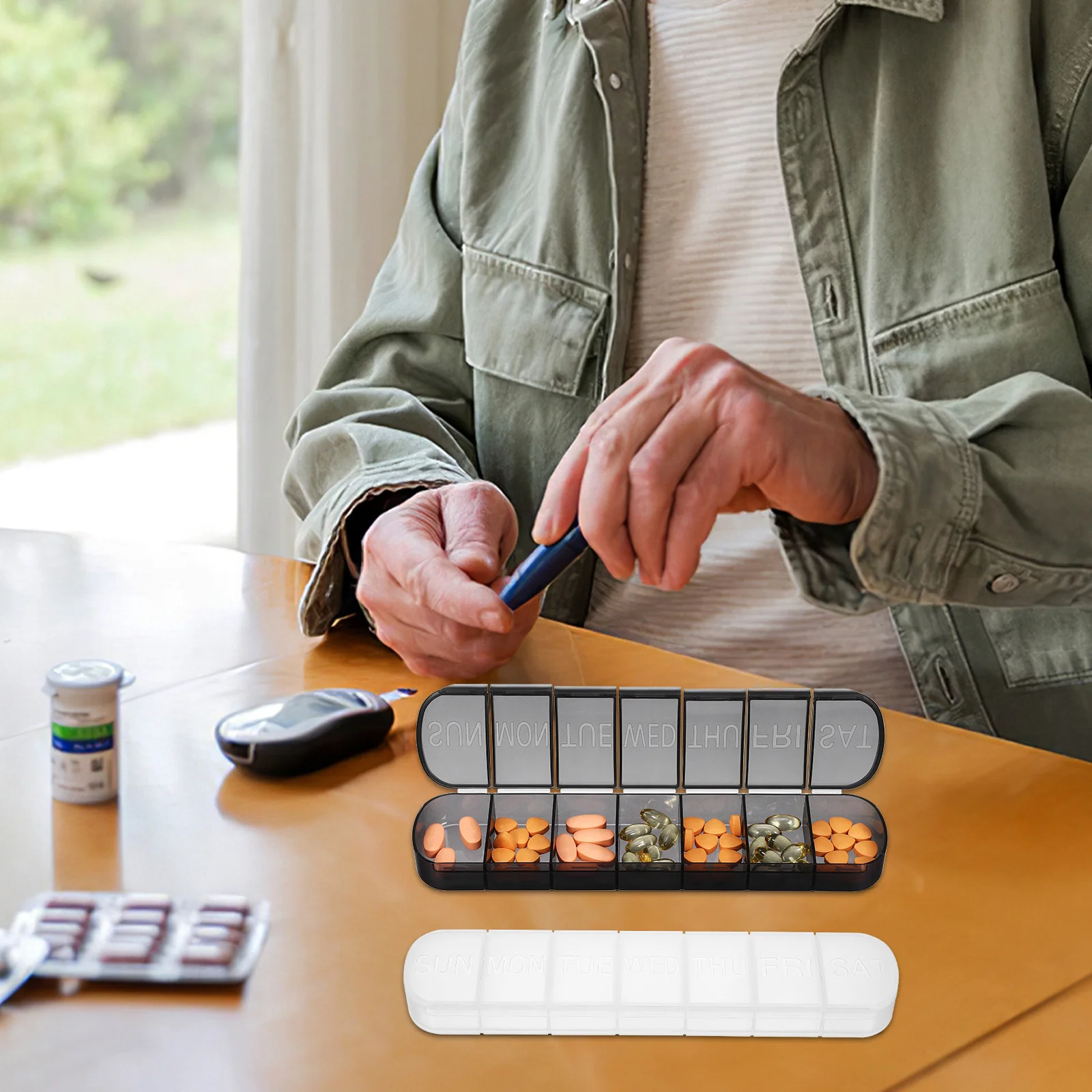 

2 шт. еженедельный органайзер для витаминных таблеток, портативный чехол, 7 отделений, диспенсер для хранения лекарств, дорожный органайзер, еженедельный органайзер для лекарств