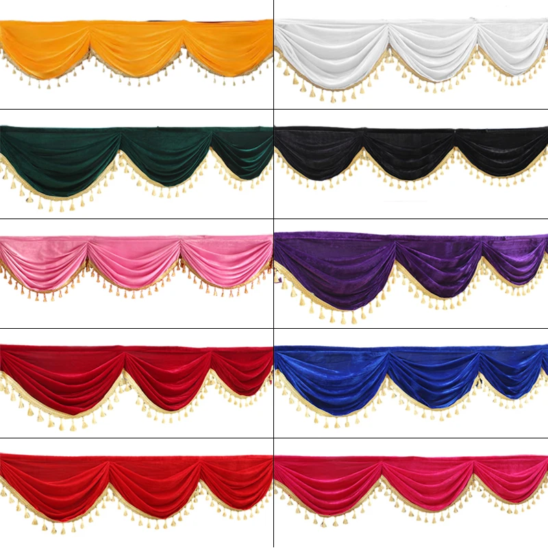 Red/Pink/Blue/White/Black Valance Drape Panel Decoration for Wedding Backdrop Curtain Swag Stage Background Drapery Home Curtain