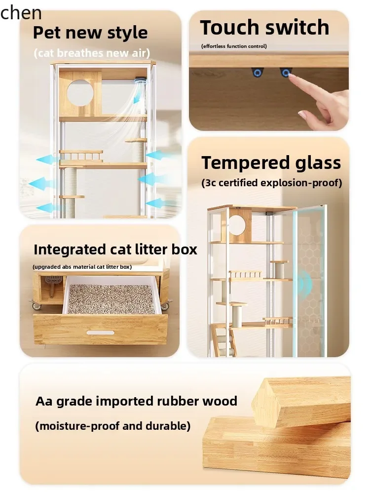 TQH6.23 panoramic  does not occupy an area of  villa small apartment household glass cat room fully transparent cabinet solid