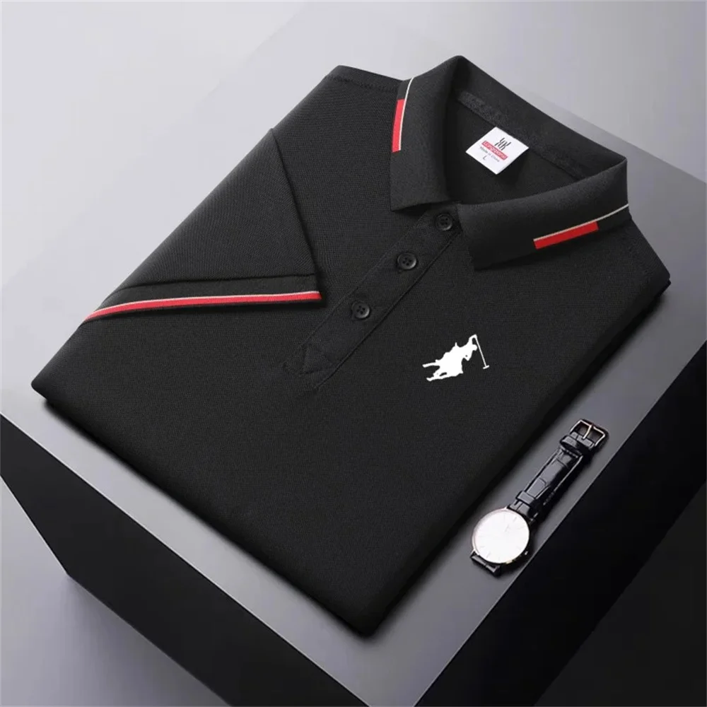 Men's 2025 summer fashion casual embroidered BL shirt POLO shirt Breathable quick drying men's POLO shirt for outdoor office tra