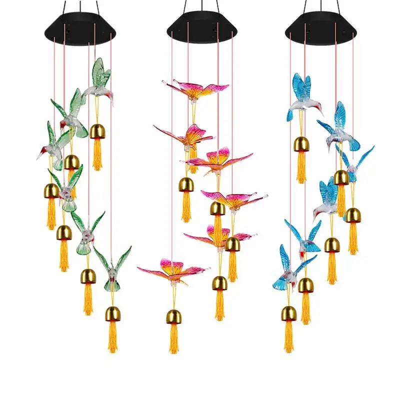 

Outdoor Solar Wind Chime Led Color Automatic Light Changing Garden Decor Windchimes Window Decorations For Garden Terrace
